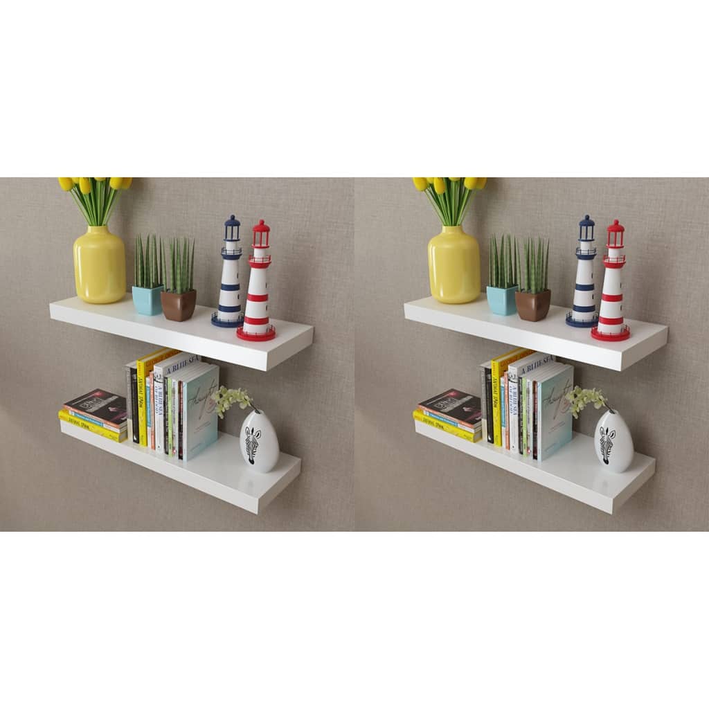 Wall Shelves 4 pcs White 15.7"