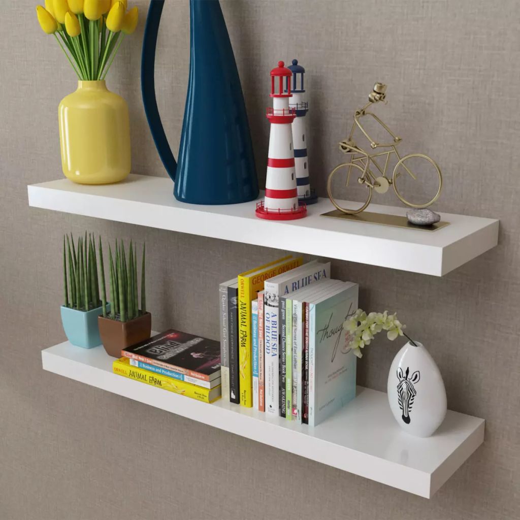 Wall Shelves 4 pcs White 15.7"