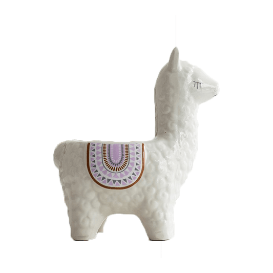 White Alpaca/Llama Forward Facing Ceramic Succulent Planter